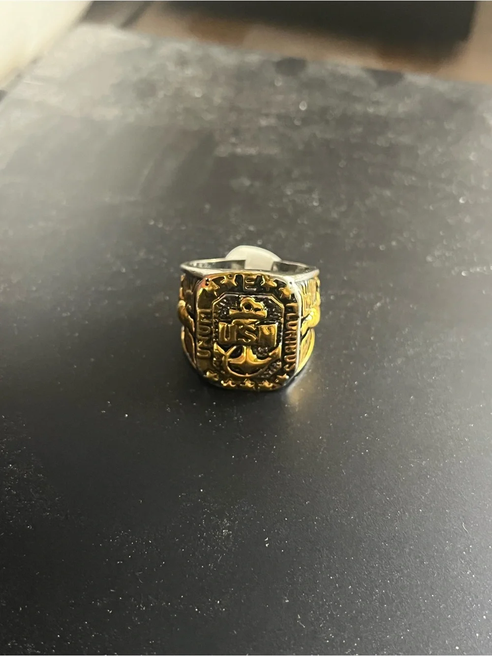 Men's Gold Tone U.S. Navy Emblem Signet Ring